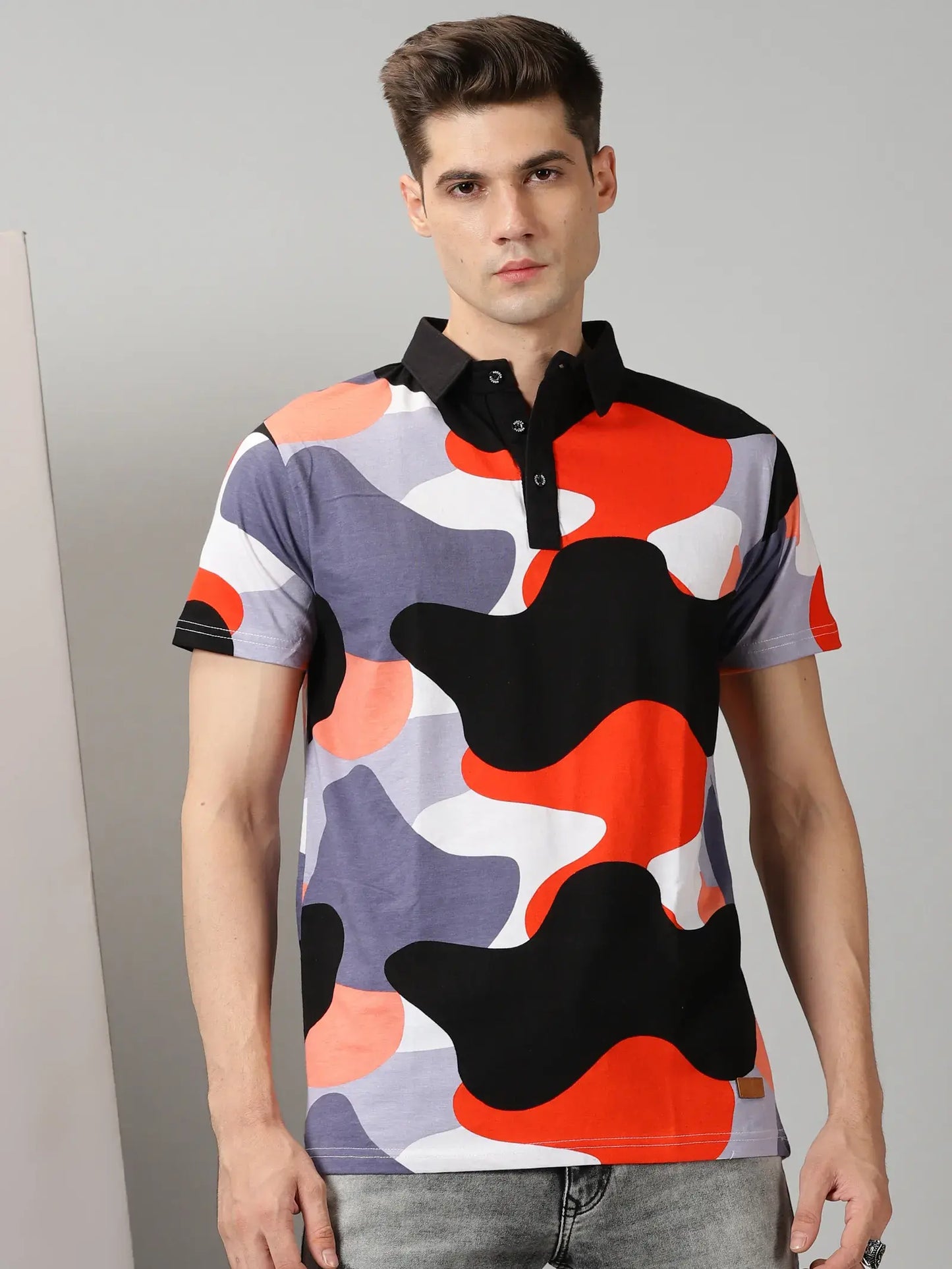 Cow Printed Polo T-Shirt By Rodzen