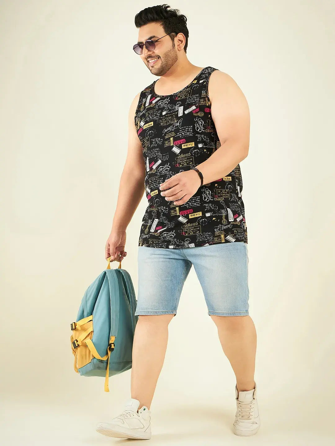 Black Printed Oversized Vest By Rodzen