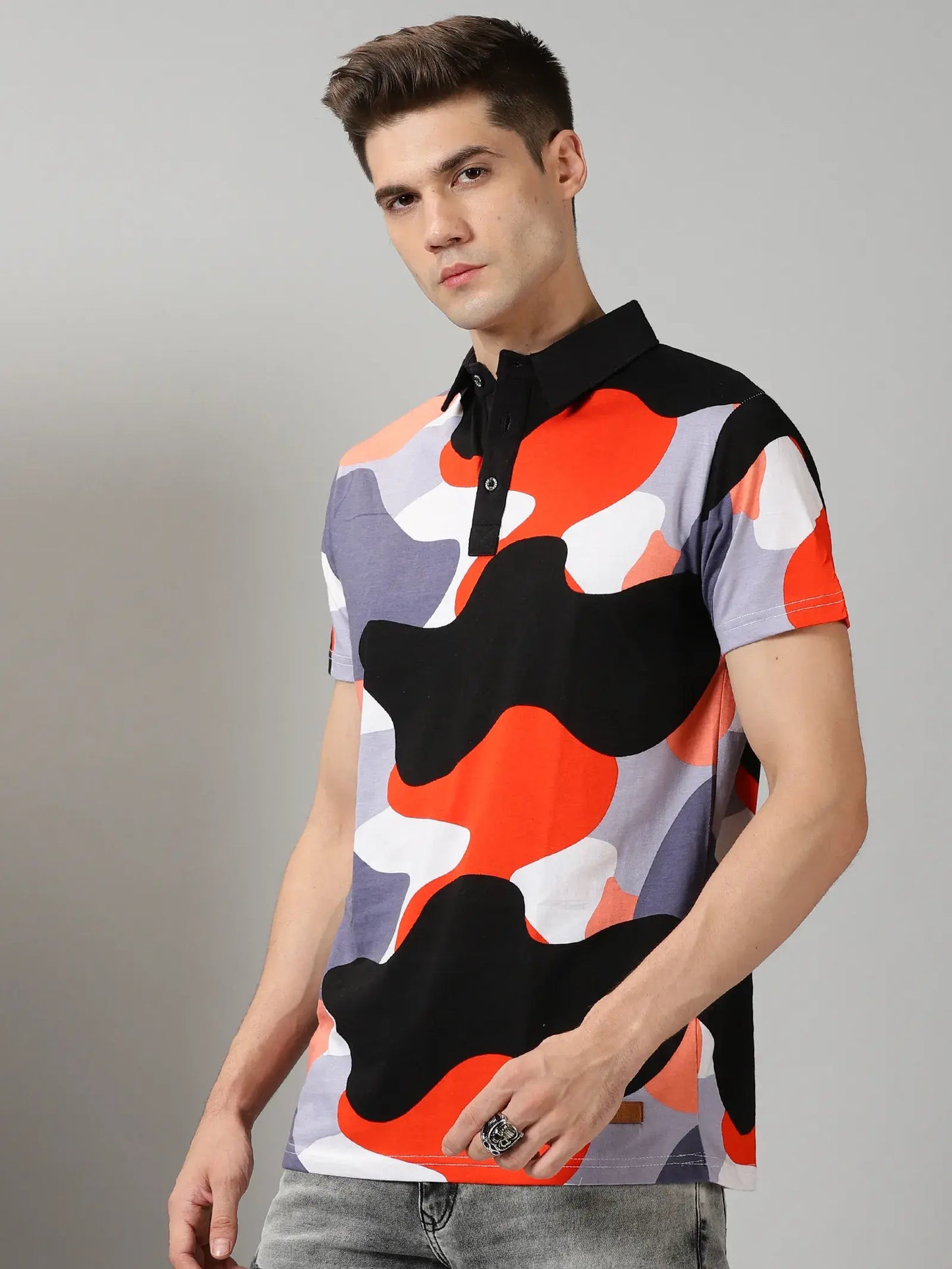 Cow Printed Polo T-Shirt By Rodzen