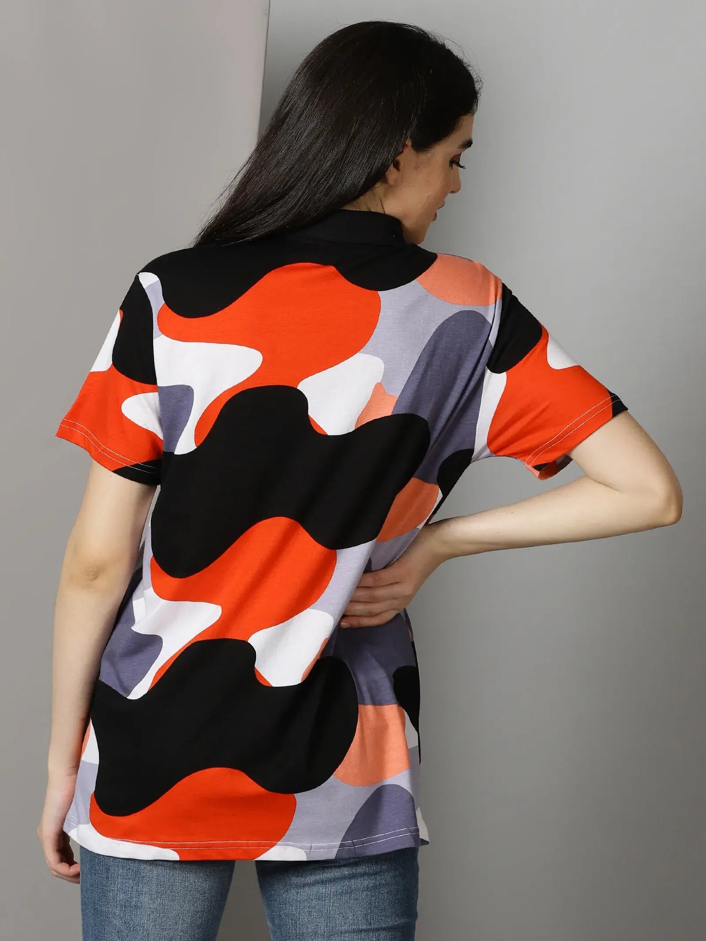 Cow Printed Black Collor Polo T-Shirt By Rodzen