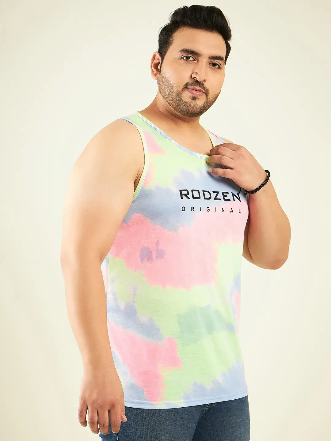 Tie Die Neon Pink Plus-Size Vest Men.