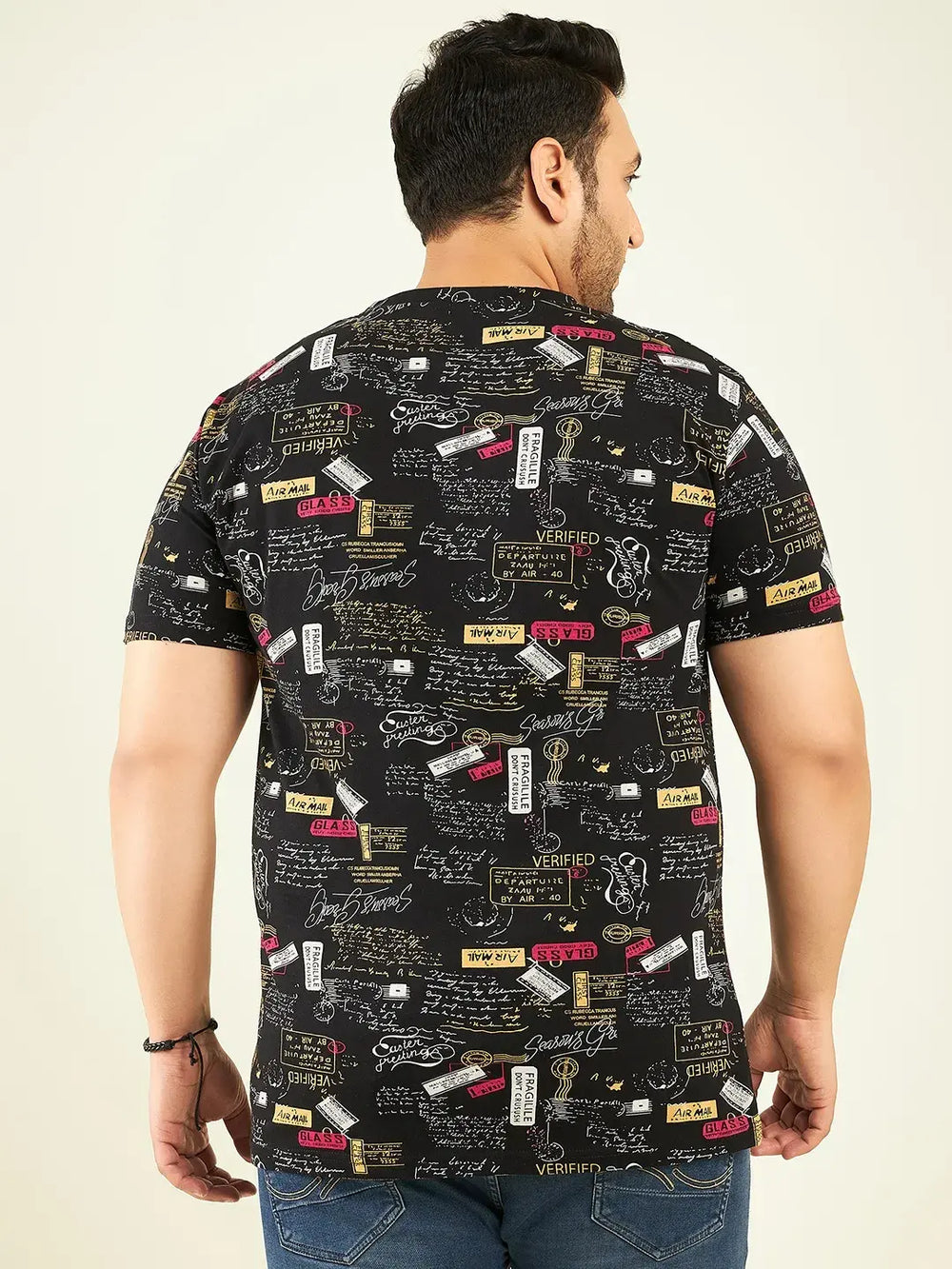 Black Printed Oversized T-Shirt By Rodzen