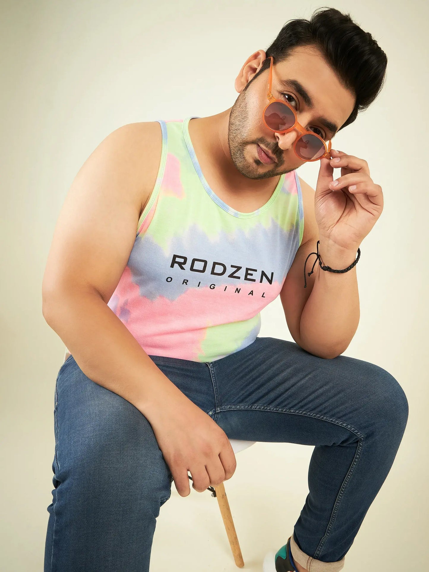 Tie Die Neon Pink Plus-Size Vest Men.