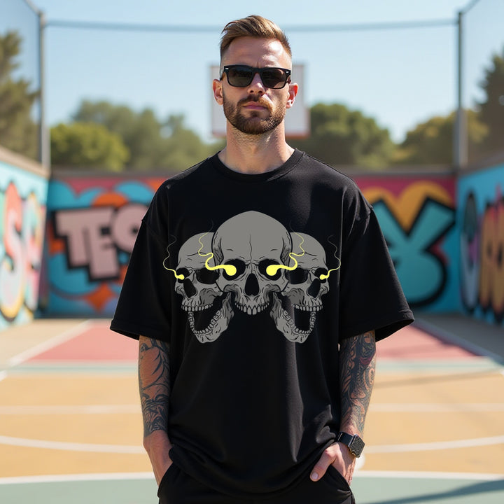 Tri-Skull Oversized T shirts