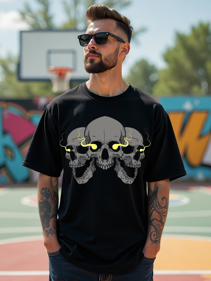 Tri-Skull Oversized T shirts