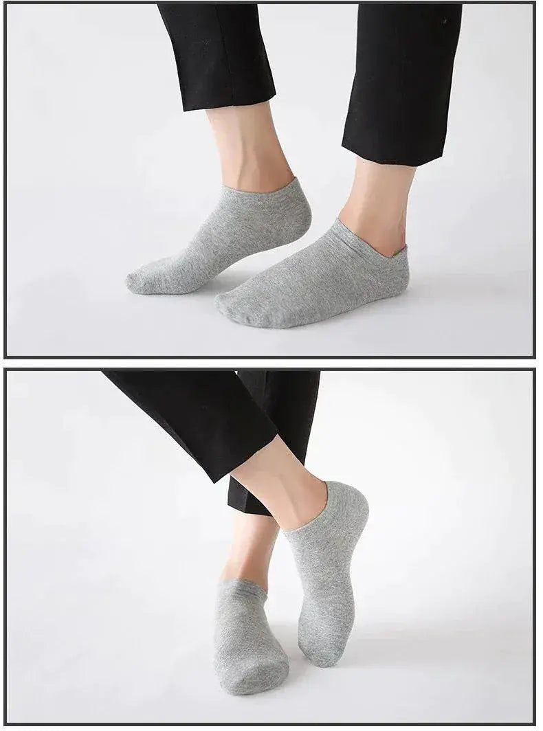 Navy, White, Grey, And Black Printed Ankle-Length Socks - Pack Of 8