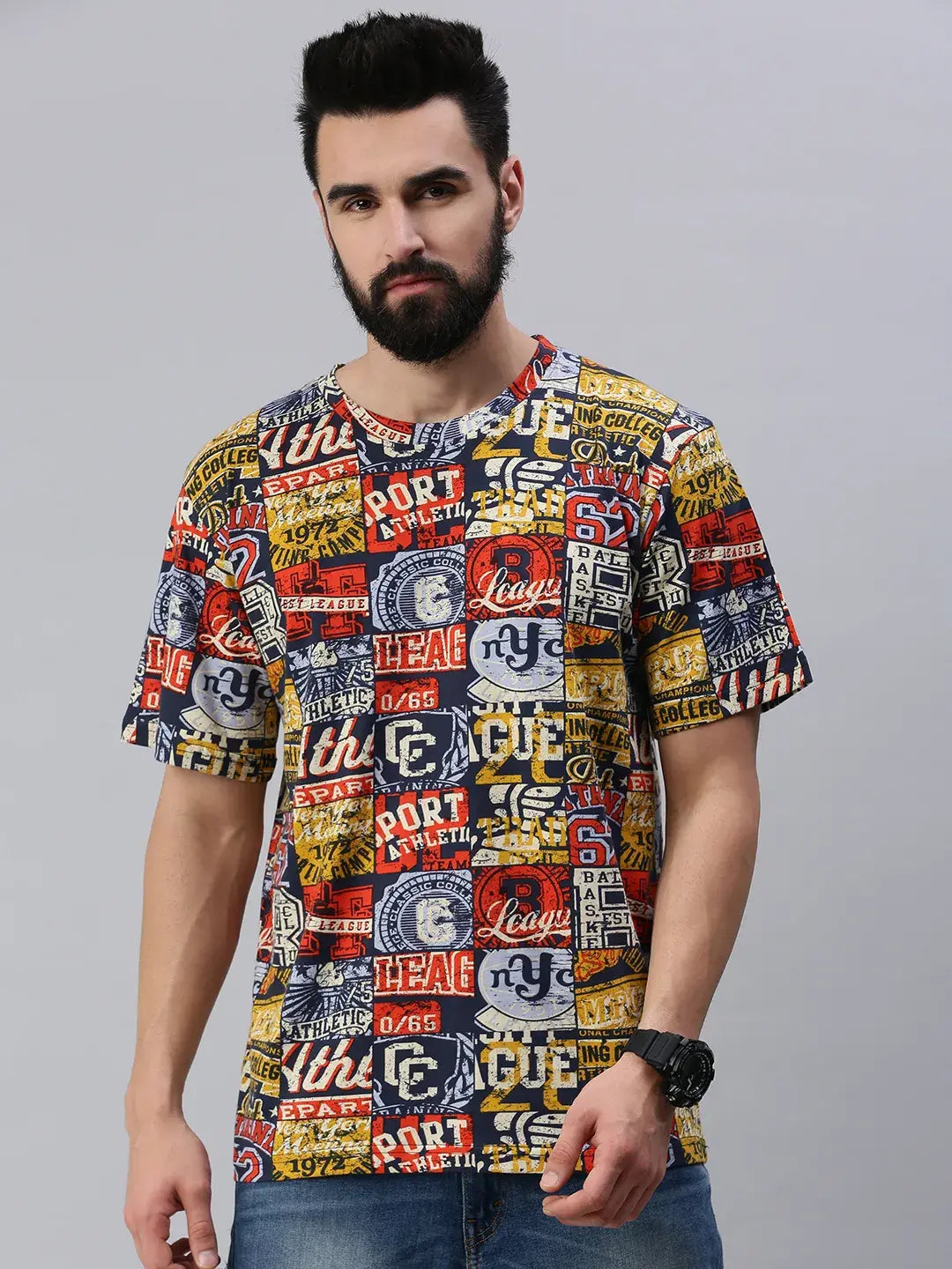 Multicolor Oversized T Shirt Men. Rodzen rodzen.in