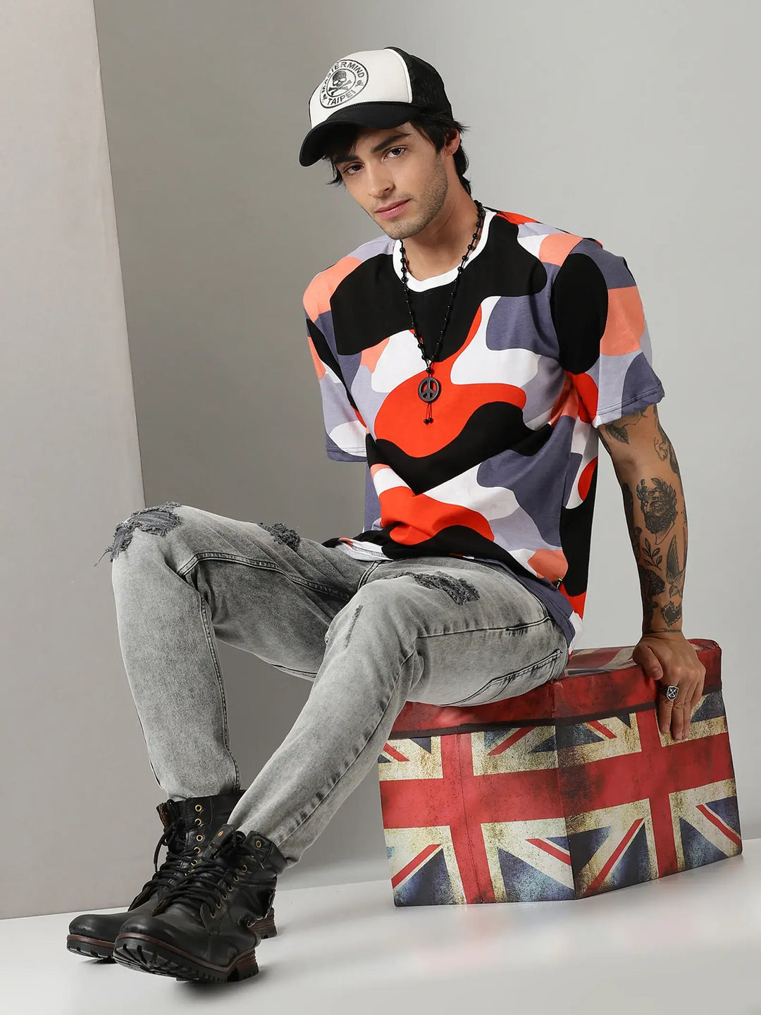 Multicolor  Men Oversized Tshirt - Rodzen