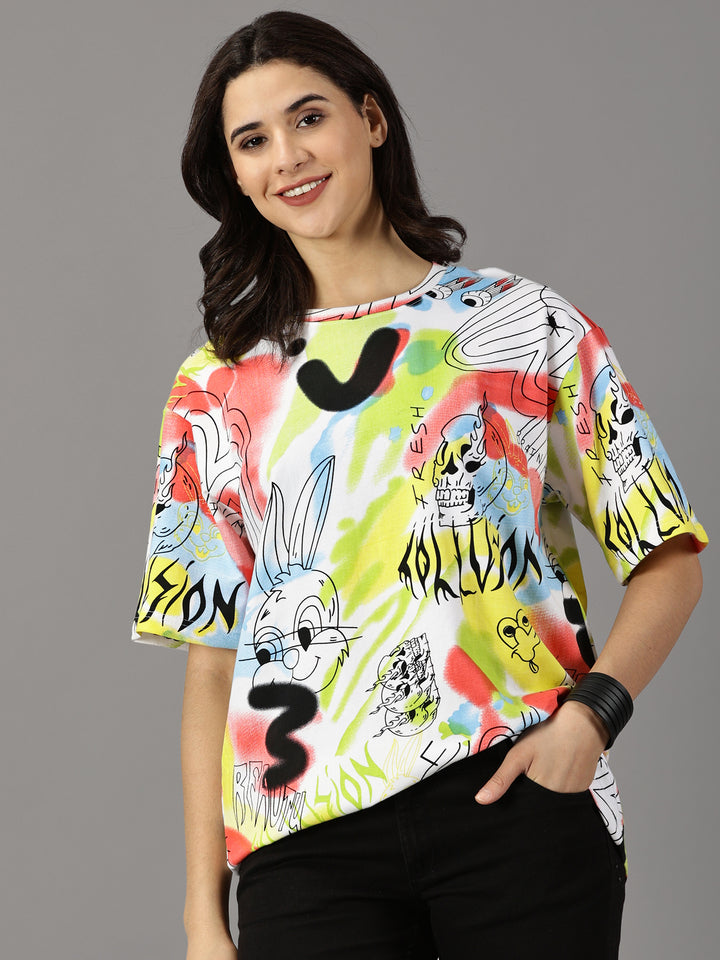 Tie Die Bunny Oversized T-Shirt For Women- By Rodzen