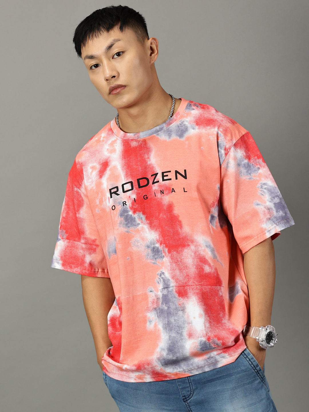 Tie Die Orange Oversized T-Shirt - By Rodzen