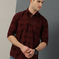 Maroon Checks Printed Full Sleeve Men's Shirt