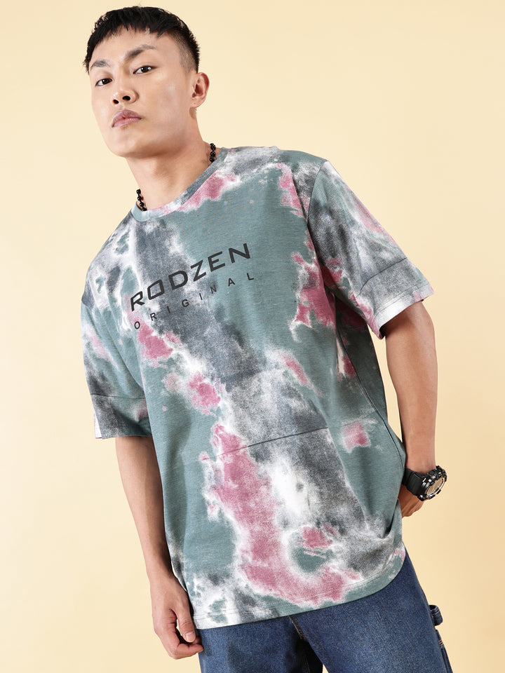 Tie Die Grey Oversized T-Shirt Men- By Rodzen