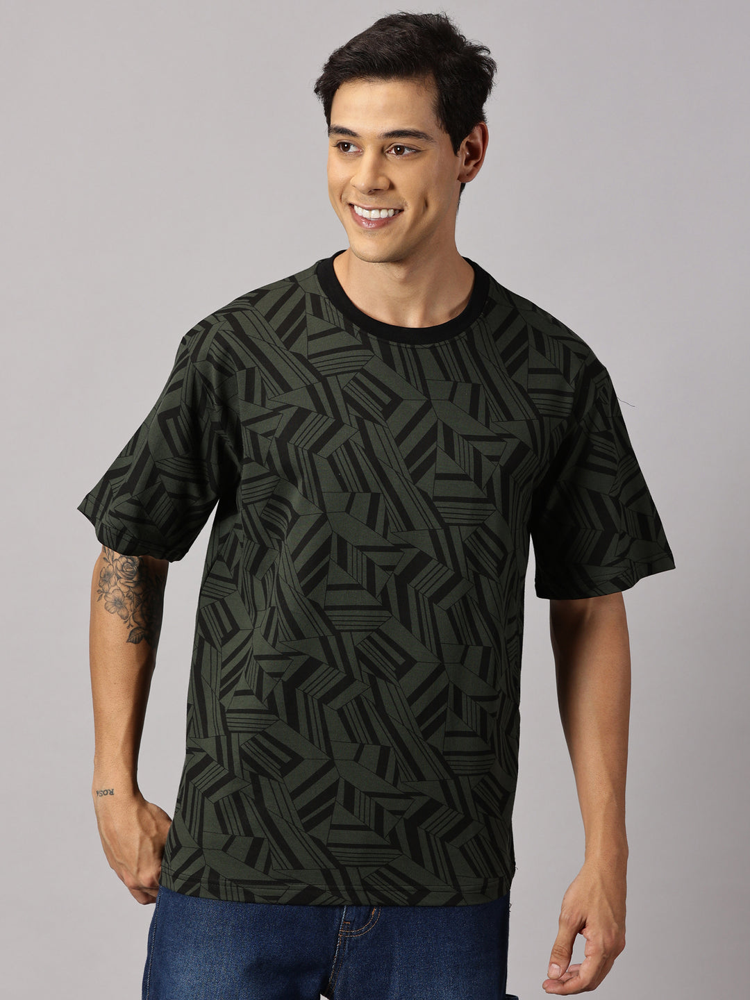 Print Green Oversized T-Shirt - By Rodzen