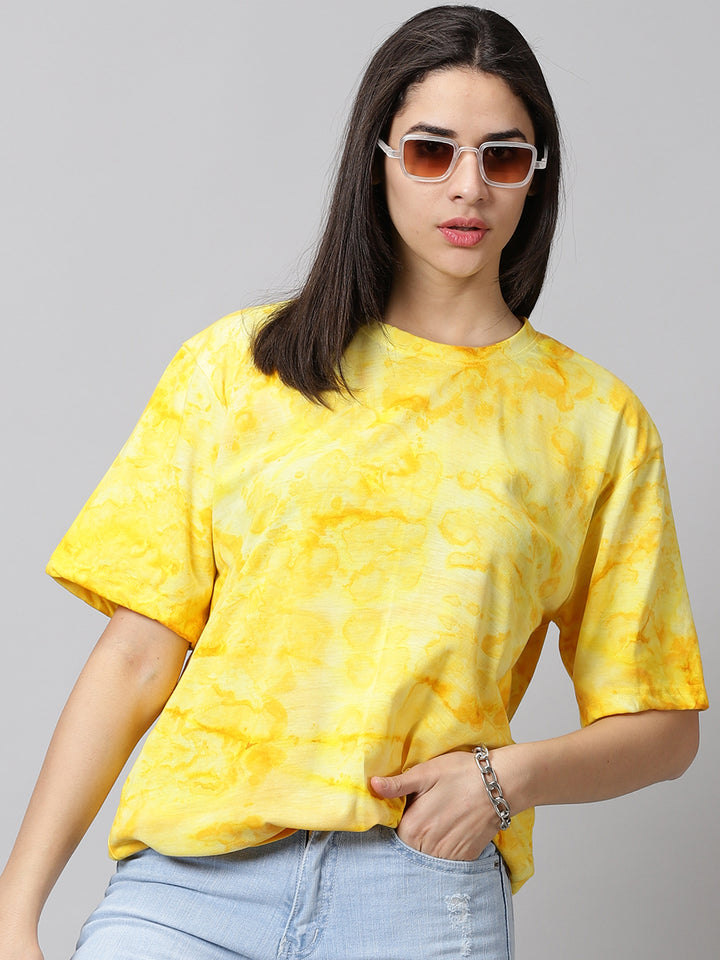 Tie Die Oversized T-shirts Yellow - By Rodzen