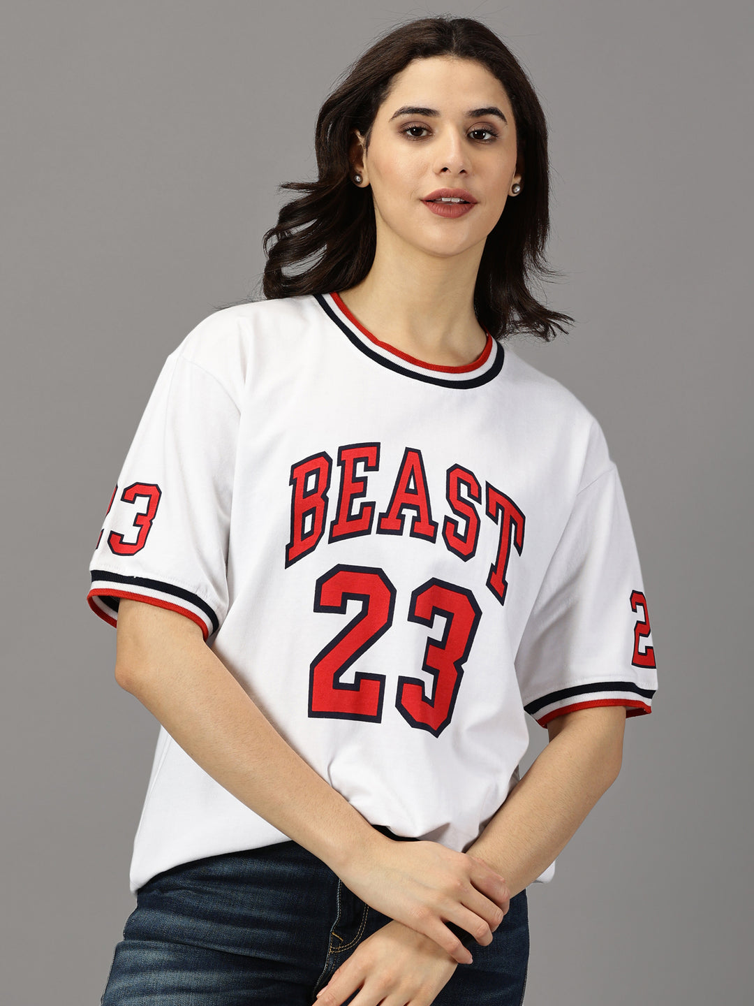 Tom Beast White Oversized T-Shirt For Women- By Rodzen