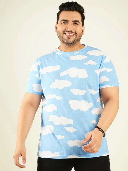 Blue Cloud Print Tshirt