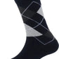 Argyle Style Black And Grey Printed Long Socks - Pack Of 6