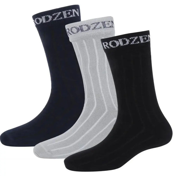 Black And Grey Plain Long Socks - Pack Of 6