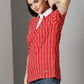 Red Stripes Polo T-Shirt By Rodzen