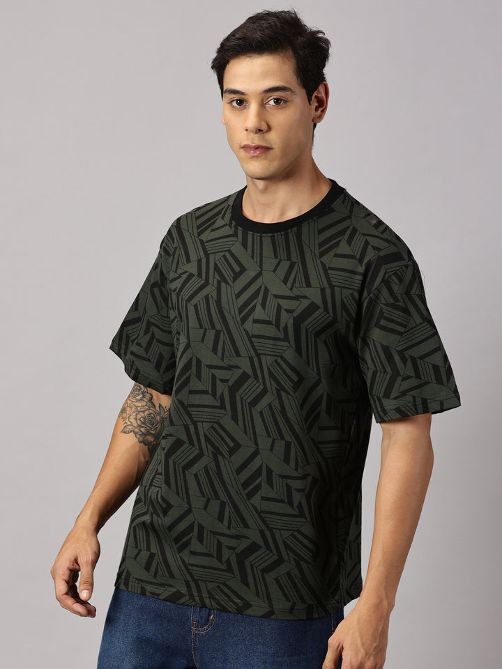 Print Green Oversized T-Shirt - By Rodzen