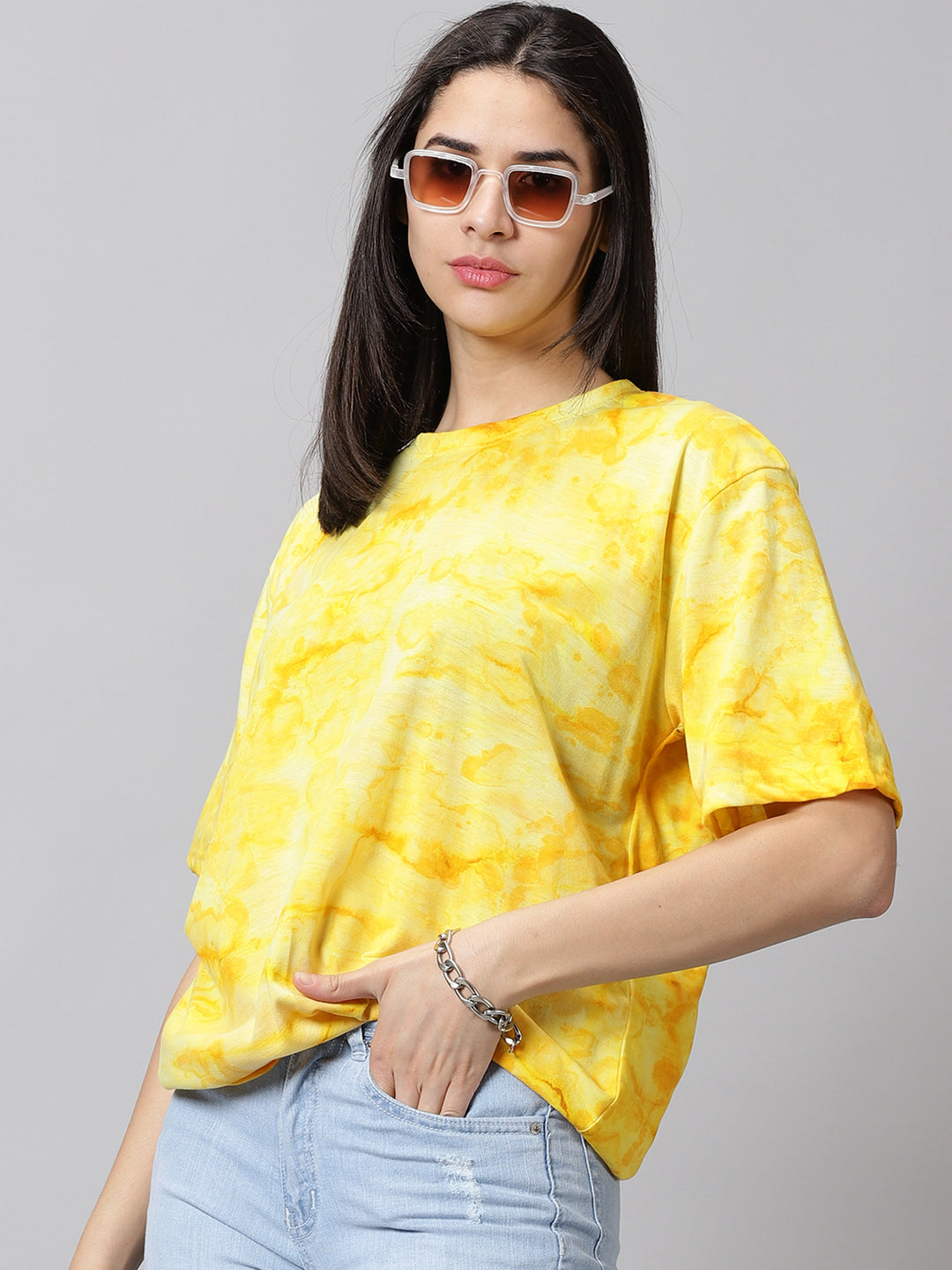 Tie Die Oversized T-shirts Yellow - By Rodzen