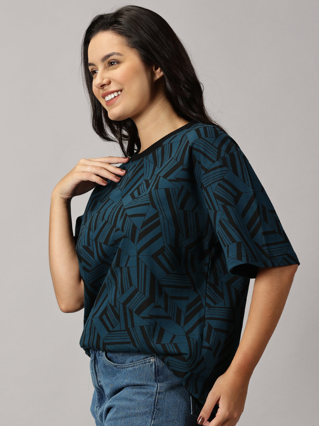 Print peacock Oversized T-Shirt For Women- By Rodzen