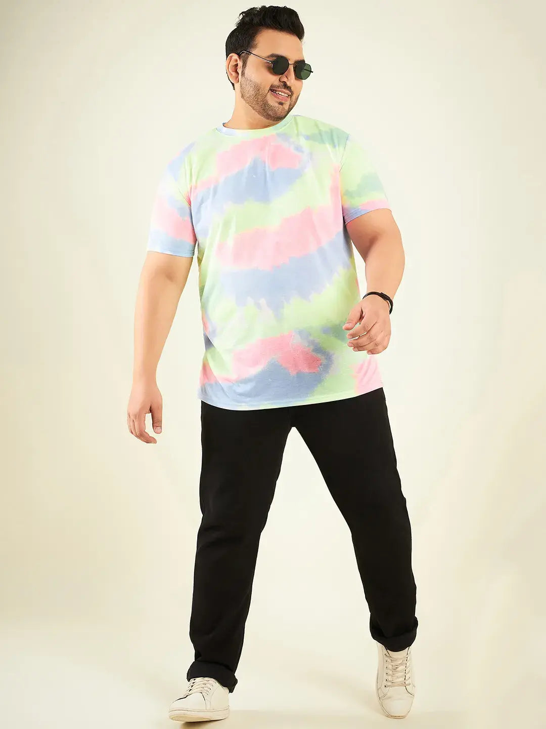 Tie Die Neon Pink Plus-Size T-Shirt Men.