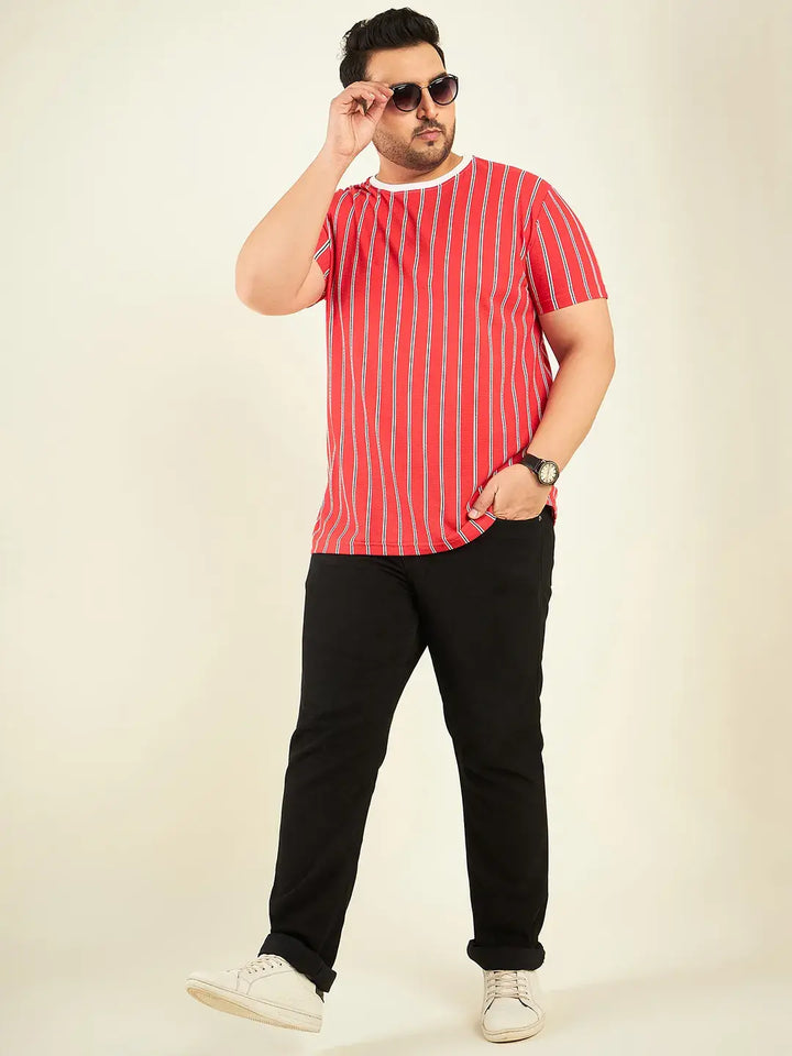 Red Stripes Oversized T-Shirt By Rodzen