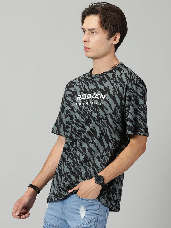 Zebra Dark Grey Oversized T-Shirt - By Rodzen