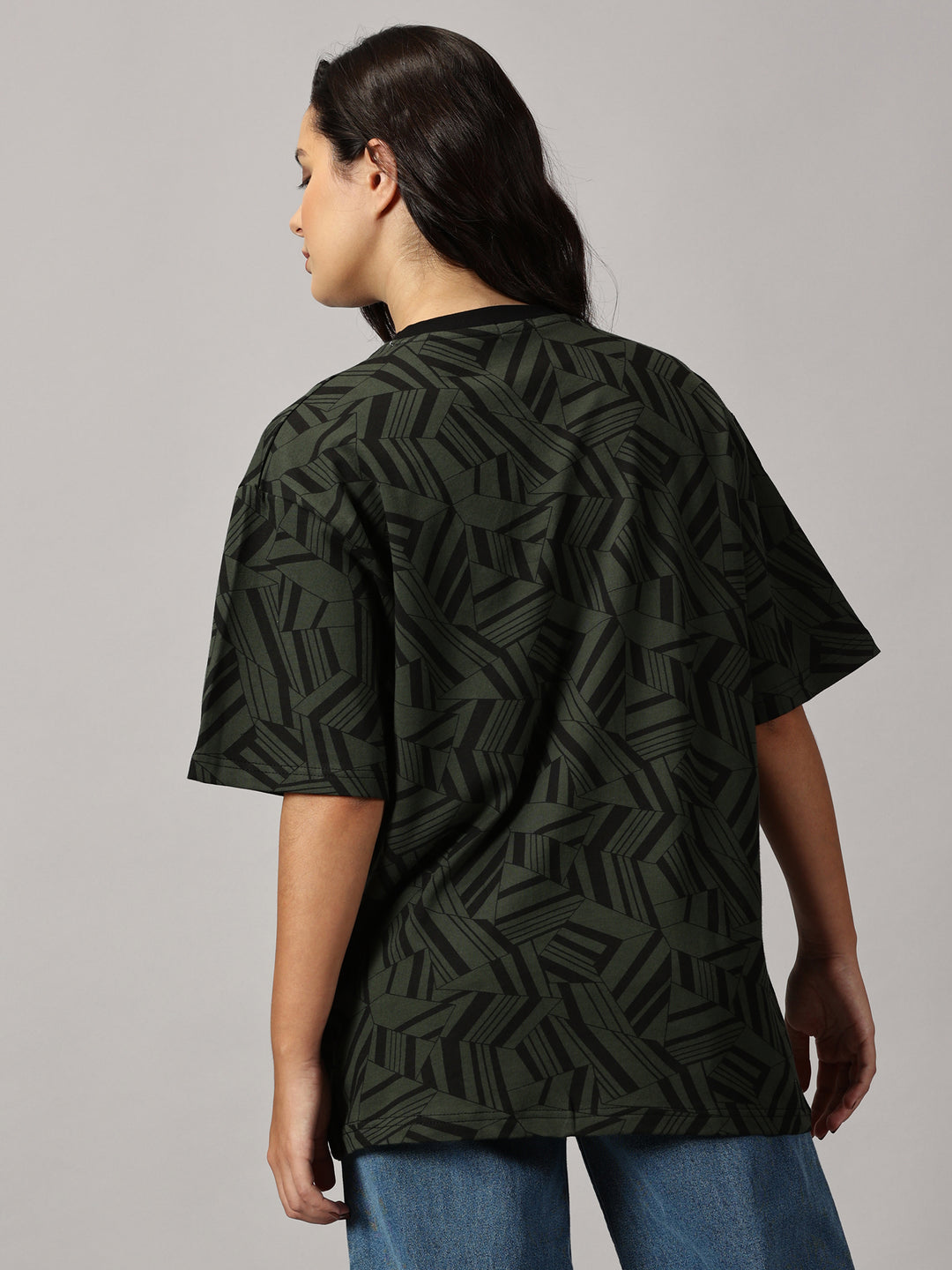 Print Green Oversized T-Shirt For Women- By Rodzen