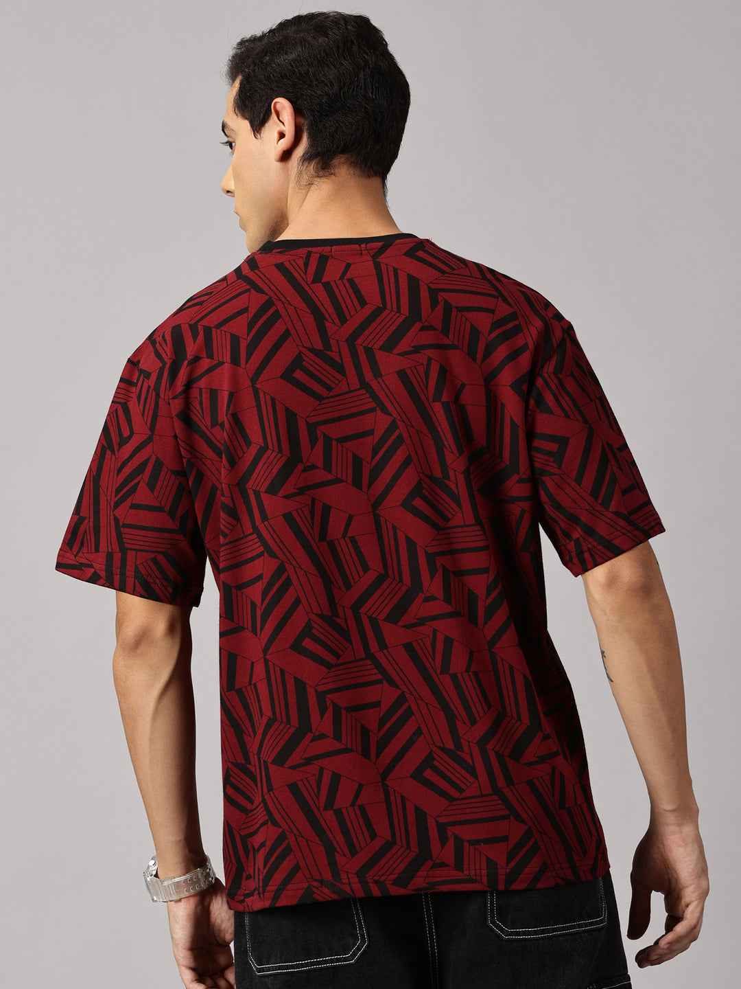 Print Maroon Oversized T-Shirt - By Rodzen