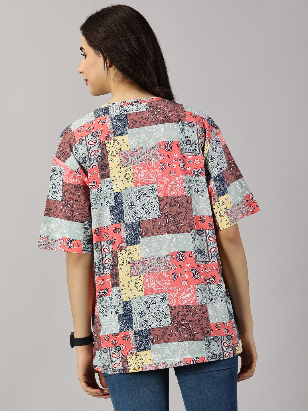 Tribal Print Oversized T-Shirt For Women- By Rodzen