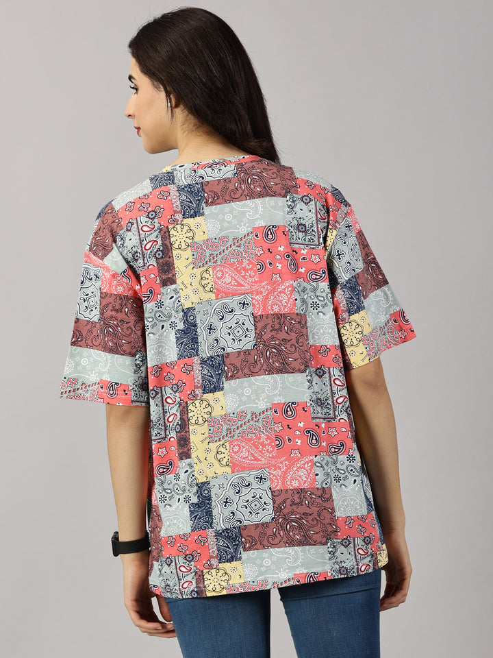 Tribal Print Oversized T-Shirt For Women- By Rodzen