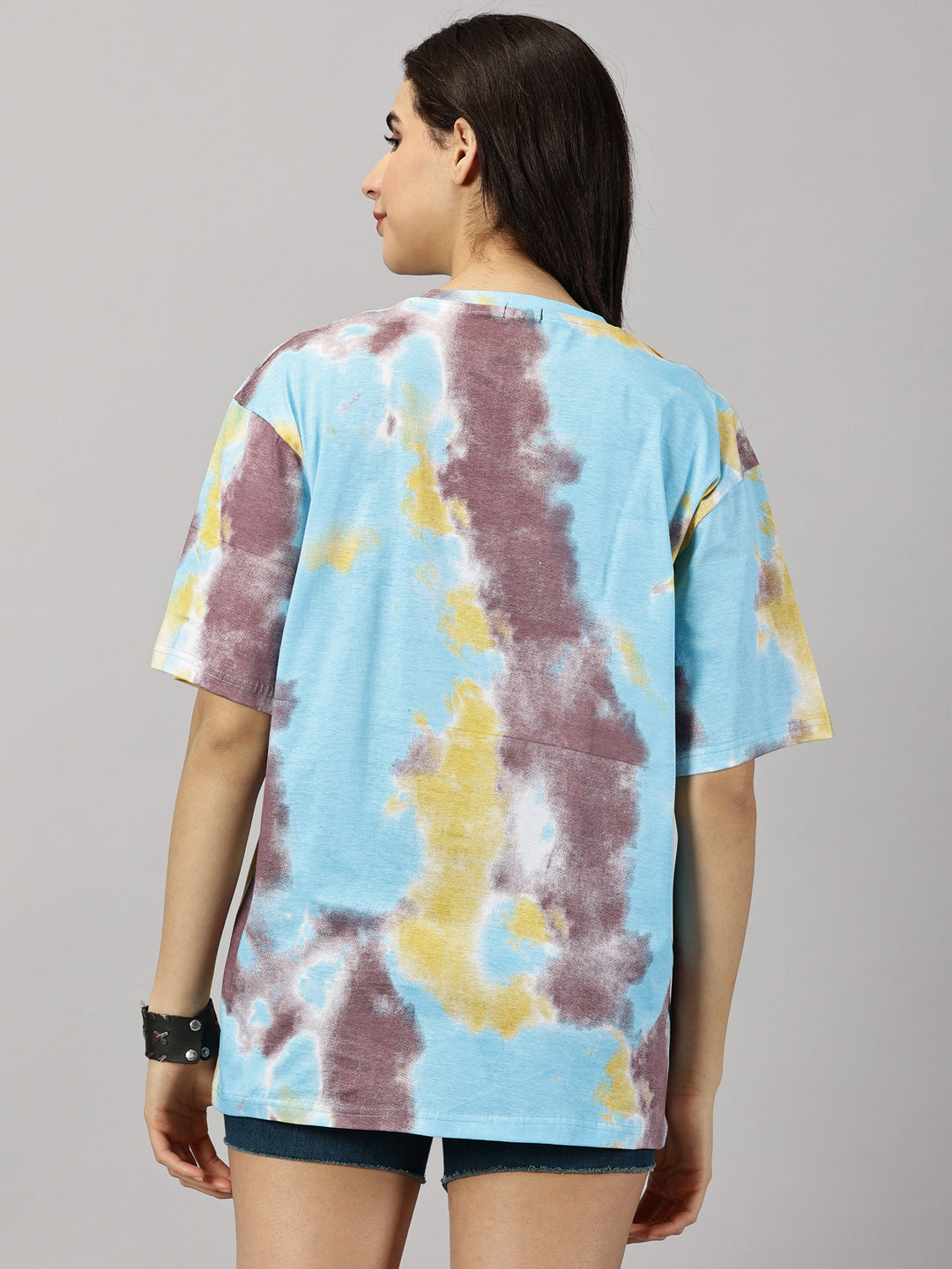 Tie Die Sky Blue Oversized T-Shirt For Women- By Rodzen