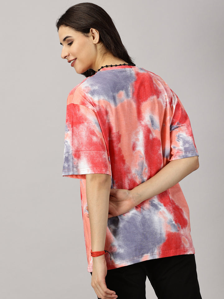 Tie Die Orange Oversized T-Shirt For Women- By Rodzen