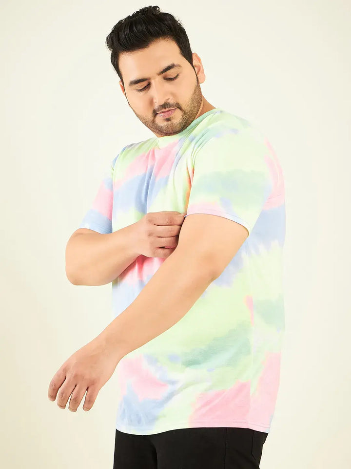 Tie Die Neon Pink Plus-Size T-Shirt Men.