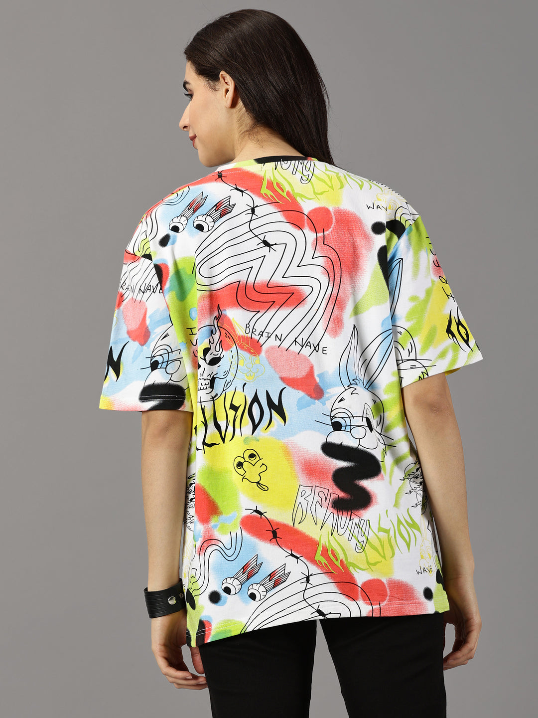 Tie Die Bunny Oversized T-Shirt For Women- By Rodzen