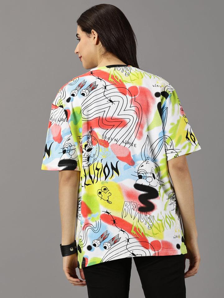 Tie Die Bunny Oversized T-Shirt For Women- By Rodzen