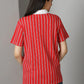 Red Stripes Polo T-Shirt By Rodzen