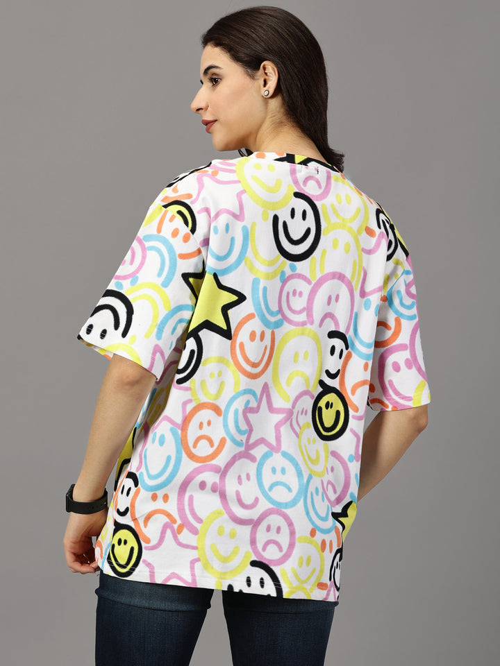 Star Print Oversized T-Shirt For Women- By Rodzen