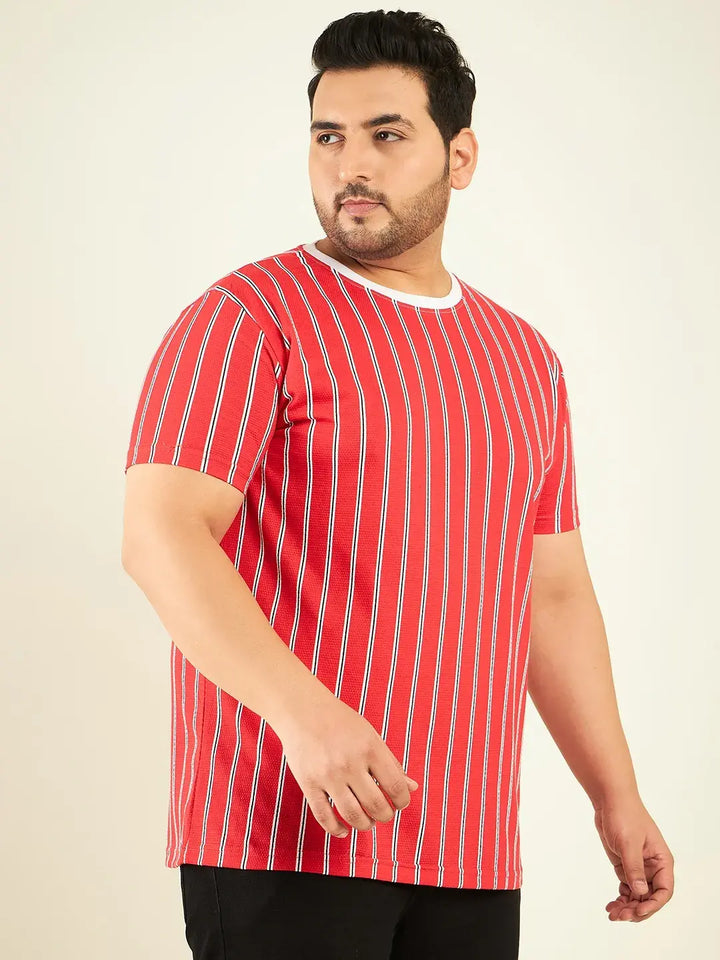 Red Stripes Oversized T-Shirt By Rodzen