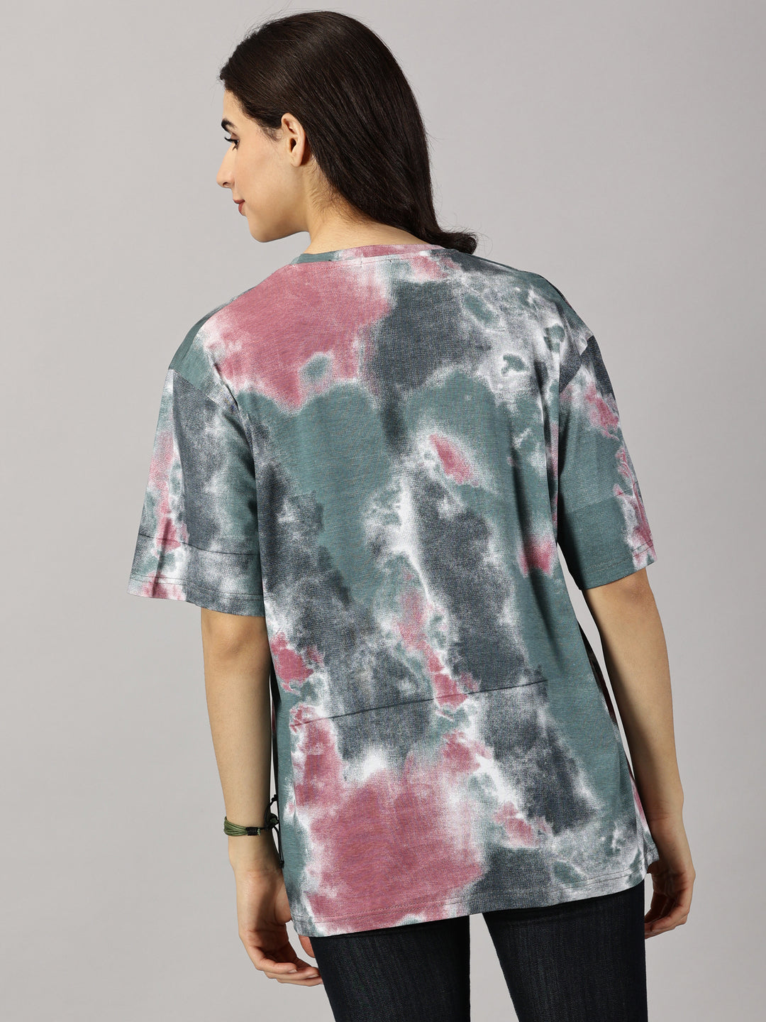 Tie Die Grey Oversized T-Shirt For Women- By Rodzen