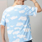 Blue With White Clouds Design Oversized T-Shirt By Rodzen