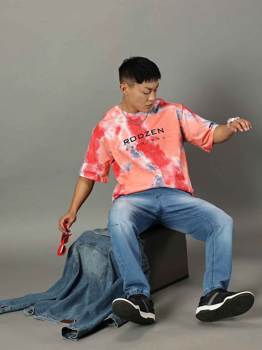 Tie Die Orange Oversized T-Shirt - By Rodzen