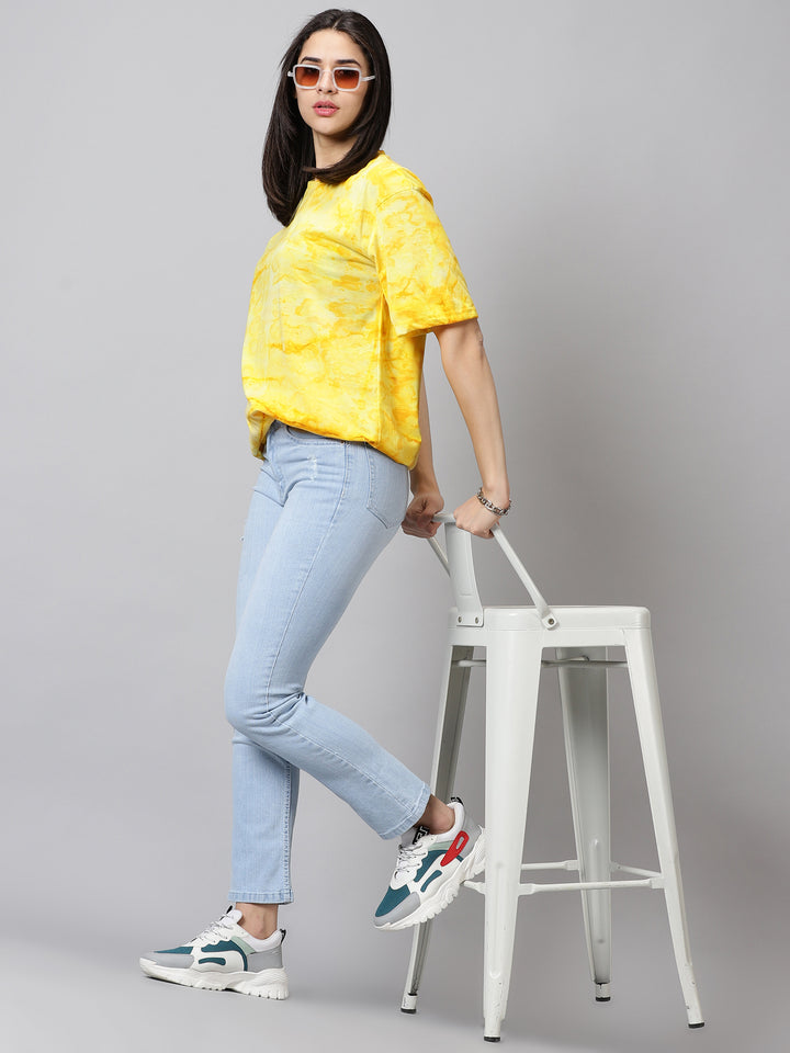 Tie Die Oversized T-shirts Yellow - By Rodzen