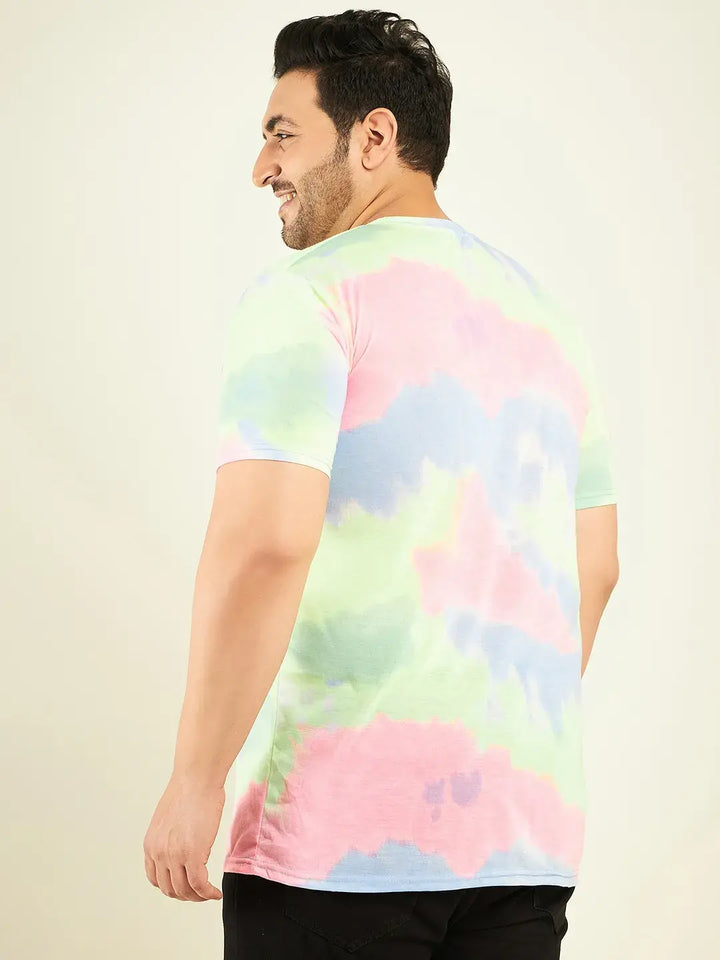 Tie Die Neon Pink Plus-Size T-Shirt Men.