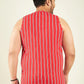 Red Stripes Oversized Vest By Rodzen