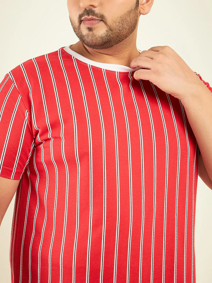 Red Stripes Oversized T-Shirt By Rodzen