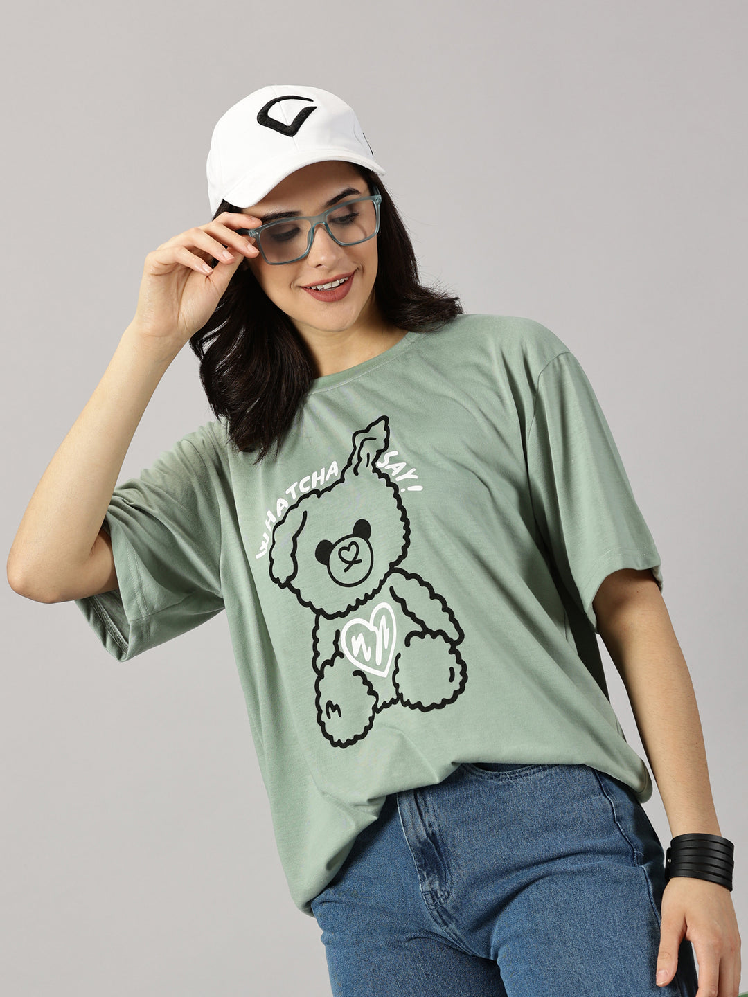 Teddy Green Oversized T-Shirt For Women- By Rodzen