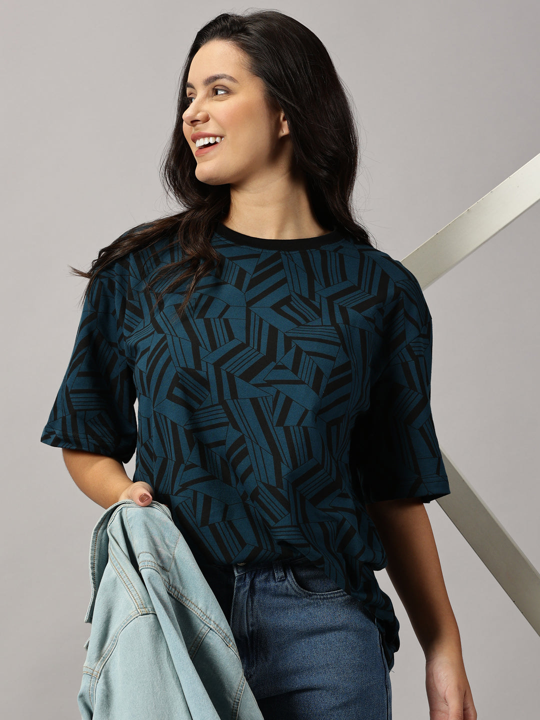 Print peacock Oversized T-Shirt For Women- By Rodzen